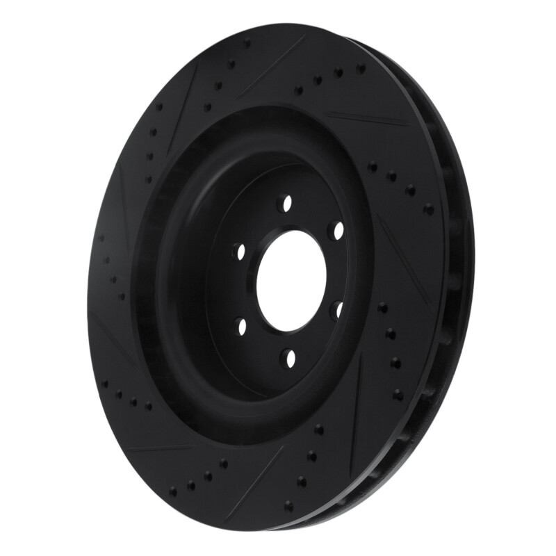 Dodge Viper Brake Rotor (1) - Rear Right - R1 Concepts - Drilled & Slotted - Black - `03-`17